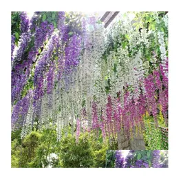 Kwiaty czarujące pomysły elegancka sztuczna jedwabna jedwabny kwiat wisteria winorośl dekoracje 3 widelce na kawałek więcej ilości upiększona dostawa dhqpt