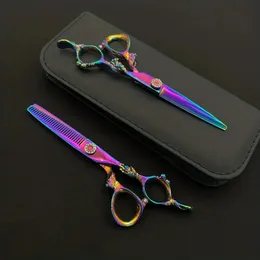6.5 Inch Professional Hair Scissors Flat Scissors Thinning Scissors Bangs Scissors Dragon Pattern Styling Barber Scissors Kit For Salon