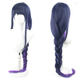 Party Supplies Genshin Impact Raiden Shogun Wig Cosplay Anime Bold Twist Braid Hårvärmebeständig syntetiska kvinnor Halloween Masquerade