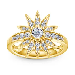 Fedi nuziali Vintage Luxury Style Design geometrico Shining Star Female 18k Gold 925 Silver Ring Engagement Diamond 230807