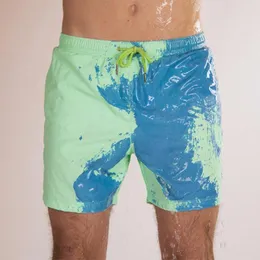 Shorts masculino 2023 masculino praia que muda de cor com sensor de temperatura natação surf