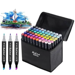 Marker 24303640486080 Farben Marker Bursh Stift Textmarker Doppelkopf Set Zeichnung Für Künstler Koreanisches Briefpapier Kunstbedarf 230807