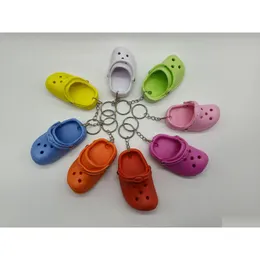 Shoe Parts Accessories 8 Colors Slipper Shoes Keychain Minin Hole Keychains Fashion Backpack Jewelry Pendent Gift Drop Delivery