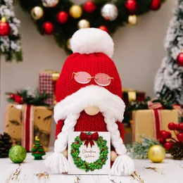 1 Pç Novos Suprimentos para Decoração de Natal Chapéu de Malha Abraço Madeira Marca Rudolph Boneca Pingente para Casa Presentes Enfeites Artigos para Festas L230620