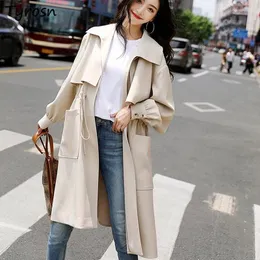 Женские траншеи Coats Women Ulzzang Streetwear с лайнером высококачественная элегантная элегантная леди S-3XL Leisure Femme All-Match Daily Aesthetic