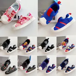 Bebê Toddlers 360 superstar crianças sapatos de grife meninas meninos tênis juvenis sapato vermelho Crianças tênis preto