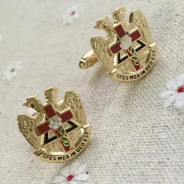 Gratis murare manschettlänkar ärmknappstift Scottish Rite Rose Croix Cross 32 grader Masonic Masonry Freemason Cufflink 230807