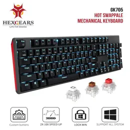 Hexgears GK705 104 مفاتيح مقاومة للماء Kailh Switch لوحة المفاتيح الميكانيكية Swap Hot Swap LOL Mechanical Gaming Keyboard HKD230808