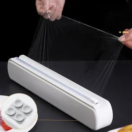 Other Kitchen Tools Fixing Foil Cling Film Wrap Dispenser Food Cutter Plastic Sharp Storage Holder Tool Accessories 230807