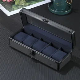 Watch Boxes Cases Safe Box Watch Box Organizer Black Transparent Aluminum Alloy Case Metal Storage Watch Boxes With Pillow Display Fall Prevention 230807