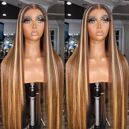 200% Density Highlight Wig Human Hair Blonde Brazilian Straight Lace Front Wigs For Black Women 13x2 T Part