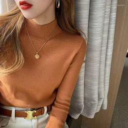 Kvinnors tröjor Autumn Winter Women Sweater 2023 Korean Fashion Knitwears Warm Long Sleeve Knit Pullovers Loose Fit Bottoming Elegant V9