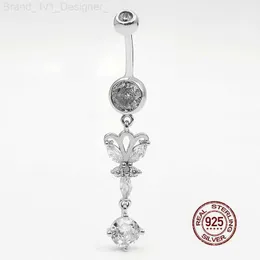 New Zircon Crown Pinging Navel Piercing for Women 925 Sterling Silver Belly Butrind Rings