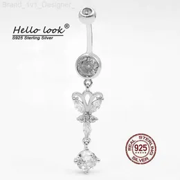 Hellolook Zircon Pendant Belly Button Rings 925 Sterling Silver Navel Piercing for butterfly Belly Piercing Body Jewelry L230808