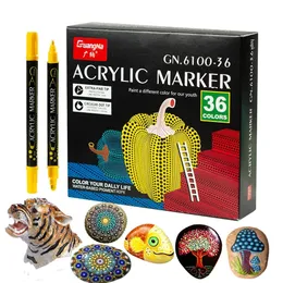 Markers 8436 Colors Acrylic Paint Marker Pens Fine and Dots Tip for Rock Painting Mug Ceramic Glass Wood Fabric Canvas Metal 230807
