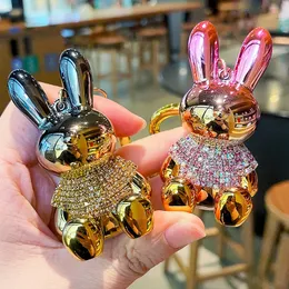 Bonito Anime Chaveiro Charme Chaveiro Fob Pingente Luz Luxo Diamantes Premium Dazzle Color Plating Bunny Boneca Casal Estudantes Criativo Presente de Dia dos Namorados DHL