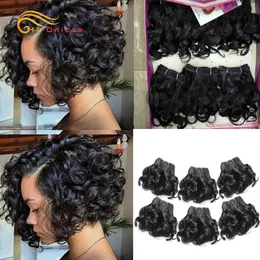 Spetsspår Curly Human Hair Bundles 100 Brasilian Weave 6 PCS Lot Color 1B 2 4 30 33 99J 230807