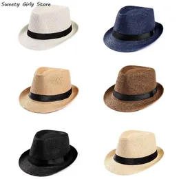 Breite Krempe Hüte Eimer Sommer Leinen Sonnenhut Retro Mode Jazz Männer Frauen Klassische Panama Hochzeit Party Fedora Caps Leistung Chapeau Gentleman 230808