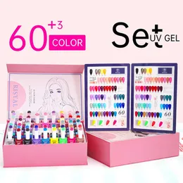 60 Color Gel Nail Polish Set Semi Permanent Soak Off UV LED Gel Lack med 3st Base Gel Set for Home Salon Nail Art DIY