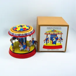 Funny Toys Funny Classic collection Retro Clockwork Wind up Metal Tin Gear High-wheel Carousel toy Mechanical toys kids baby gift 230807