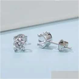 スタッドスタッドカラー0.5 ct BLヘッドモイサナイトイヤリング925シエブリリアントカットラウンドホワイトダイヤモンドガールジュエリストゥードドロップデリバリージュエンDHFND YY7T