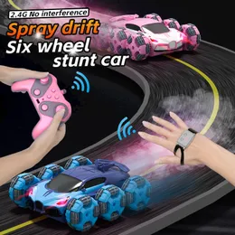 Electricrc Car Fuuny Six Wheel Spray Rocker Arm Stunt Barns Deformerad RC Toy Drifting Climbing Gift 230808