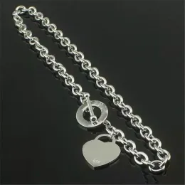 Pendant Necklaces Luxury Designer Classic Sterling Silver Heart Bangle Add Bracelet Set Shape Original Fashion Women Sekb