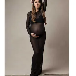 Горные платья для беременных для беременных фотосъемка для расщепления Sexy Sexy-Through Slim Fit Long Plays Женские беременность для фотосессии одежда HKD230808