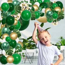 لوازم الحفلات الأخرى 1SET x Jungle Balloon Arch Garland Kit Green Dinosaur Decortations Animal Decorations 230808