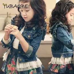 Jackets Girls Outerwear Baby Girl Clothes Fall Winter Fashion Lace Hem Toddler Kids Denim Jacket Long Sleeve Ruffle Jean Coat 230808