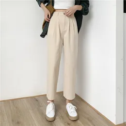 Spodnie damskie 2023 Summer Korean Harun Solid Cotton Casual Fashion Black Crop Ubranie Luckbn