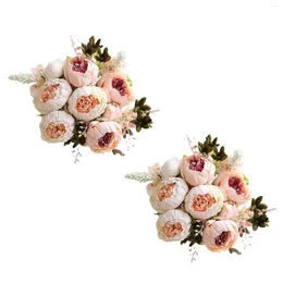 Dekorativa blommor realistiska vintage faux peony siden blommor bröllop hem dekor 2 pack (ljusrosa) baby s andetag konstgjord