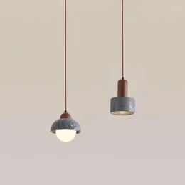 Pendant Lamps Wabi-sabi Natural Stone Chandelier For Dining Room Bedroom Living Personality Homestay Nordic Solid Wood