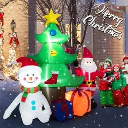 7.2 ft uppblåsbar juldekoration upplyst Blow Up Xmas Tree w/ Santa Claus