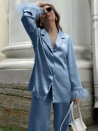 Pantaloni da donna a due pezzi da donna Solid 2023 Camicia da abito elegante estiva Pantaloni larghi a gamba larga Set da due pezzi Moda casual femminile a vita alta