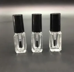 Partihandel 5 ml fyrkantig glasflaska med pensel tom transparent makeup verktyg nagellack containrar klara glas limflaskor för prov ll