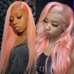 Perucas de renda AIMEYA rosa claro para mulheres meninas peruca dianteira sintética resistente ao calor cabelo uso diário festa de cosplay 230807