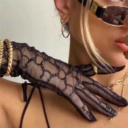 Chic Letter Brodery Lace Gloves Sunscreen Drive Mantens Long Mesh Glove Gift Lef3