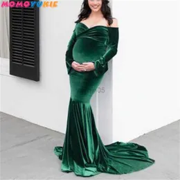 Maternity Dresses Spring V-neck Sweet Heart Materrnity Dresses For Photo Shoot Pregnant Dress Maternity Photography Props Long velvet maternity HKD230808