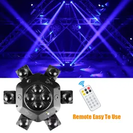 6 무기 10pcs LED 이동 헤드 라이트 스테이지 조명 RGBW 파티 DJ 활성화 된 DMX 512 디스코 음악 펍 웨딩 조명 사운드 리모콘 리모컨