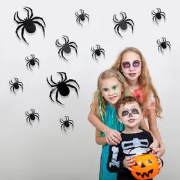 Outros suprimentos para festas de eventos 12 unidades de adesivos de parede de aranha 3D de terror para decorações de Halloween Porta de casa Janela Decalques de decoração de casa assombrada 230808