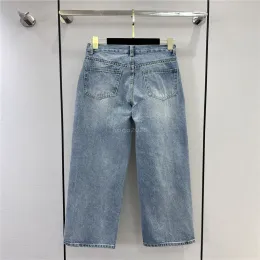 23SS FW Kadın Tasarımcı Pantolon Mektup Nakış Baskı Düğmesi Kadın Yüksek Son Milan Pist Markası Günlük Jersey Jogging Groce Denim Düz Uzun Pantolon