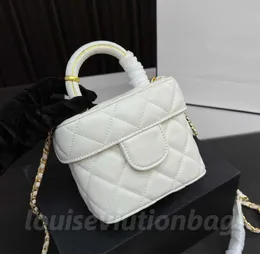 Top-Designe custom luxury brand handbag channel Women's bag leather gold chain crossbody black and white pink cattle clip sheepskin shoulder 104408