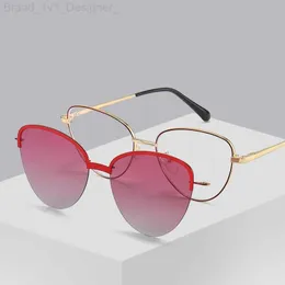 Cohk New Retro Cat Eye Women Magnet Sunglasses Sun Glasses Frame Frame Anti Blue Light Prescrirect Eyewear L230808
