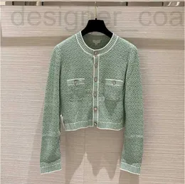 Abiti casual di base designer Family C Primavera 2022 primavera e autunno piccola fragranza cardigan lavorato a maglia corto verde maglione da donna cappotto a righe girocollo 3JC1