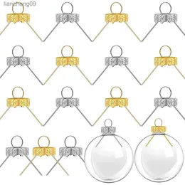 50PCS Round Christmas Ball Ornament Caps Gold Removable Metal Hangers Cap Xmas New Year Replacement Ornaments Cap DIY Home Decor L230620