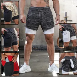 Running Shorts Men Gym Sports Pocket 2 w 1 Szybki trening treningowy trening fitness Jogging krótkie spodnie Summer