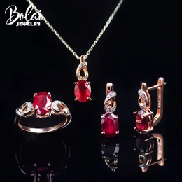 Wedding Jewelry Sets Bolai Natural Ruby Kits 925 Sterling Silver Necklace Earrings Ring 8 6mm Jewellry for Woman Anniversary Xmas Gift 230808