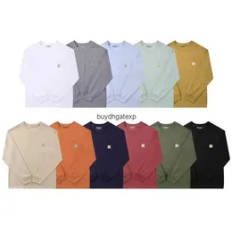 6gsi 2023 Men's and Women's Fashion T-shirts North American Tooling Brand Carhart Classic Small Label Pocket Long Sleeve Loose Round Neck Lovers' Bottoms Trend