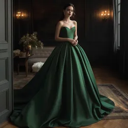 Dubai Arabic Dark Green Plus Size A Line Evening Dresses Sweetheart Gleats Draped Golvlängd Formell slitage Party Dress Pageant Engagement Celebrity Evening Gowns